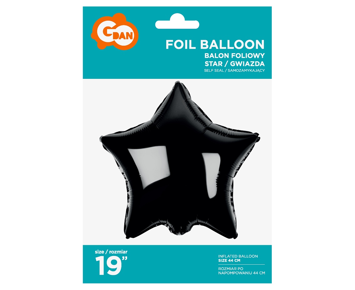 Balon foliowy "Gwiazda" czarna 19" Godan